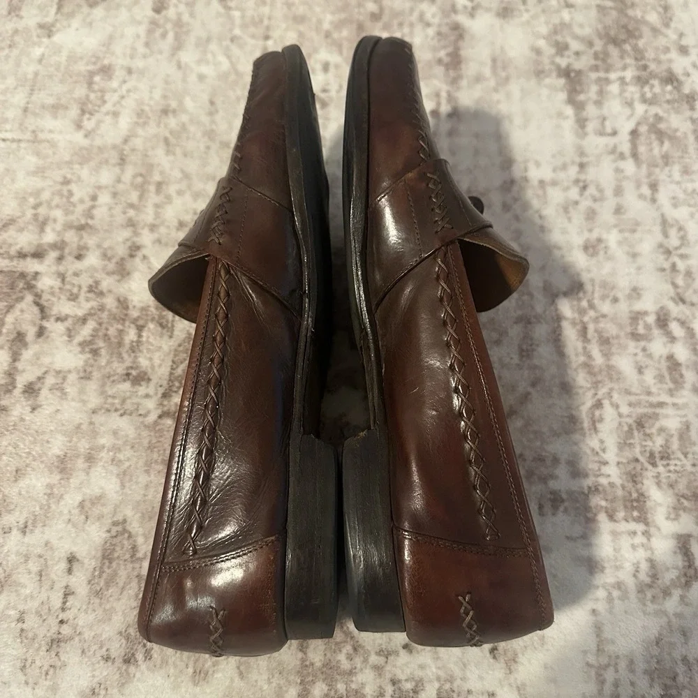 Bragano by Cole Haan Brown Leather Tassel Loafers Mens 11‎ Italy Office Vintage